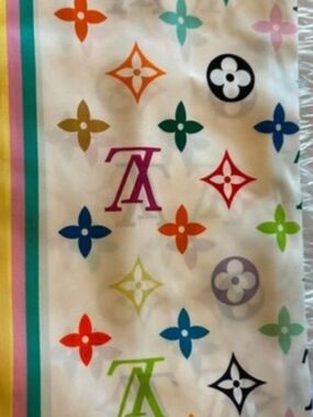 Louis Vuitton Multicolor Monogram Silk Scarf - White Background🆕✨🍓🩷